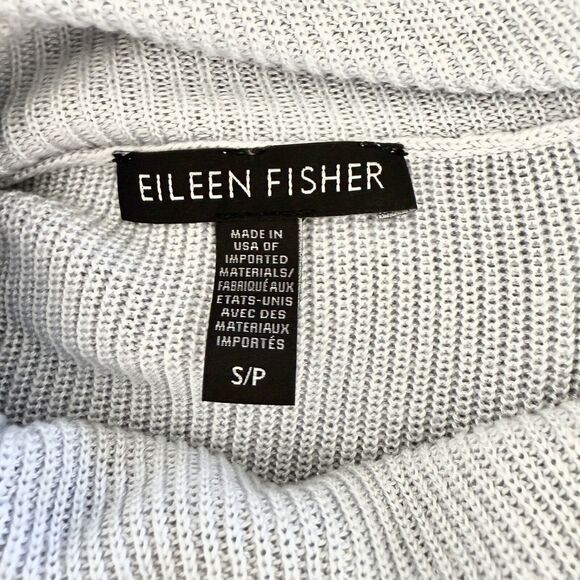 EILEEN FISHER Tencel Lyocell Silk Cowl Neck Cozy Knit Asymmetric Sweater Small - Picture 5 of 5